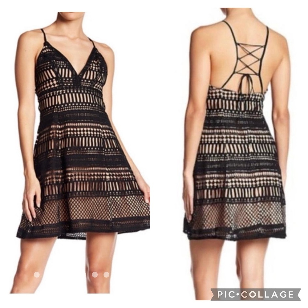 Astr Black and Tan Mini Dress Size large